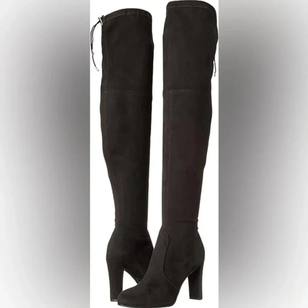 Sam Edelman Black Kent Faux Suede Over the Knee Heeled Boots Size 10